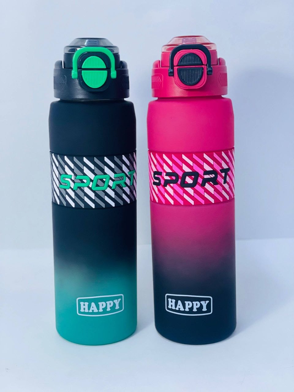زجاجة مياه رياضية HAPPY SPORT بحزام يد وقفل آمن - 1000 مل